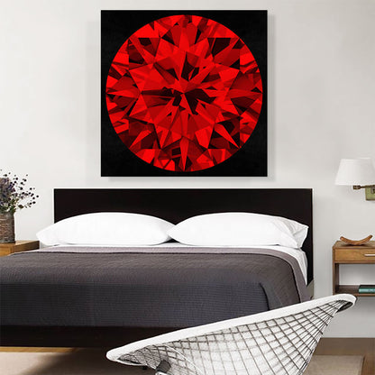 Red on Black Round Brilliant Cut Diamond Jewel