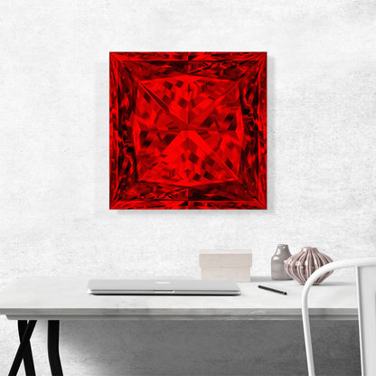 Red Princess Cut Diamond Jewel
