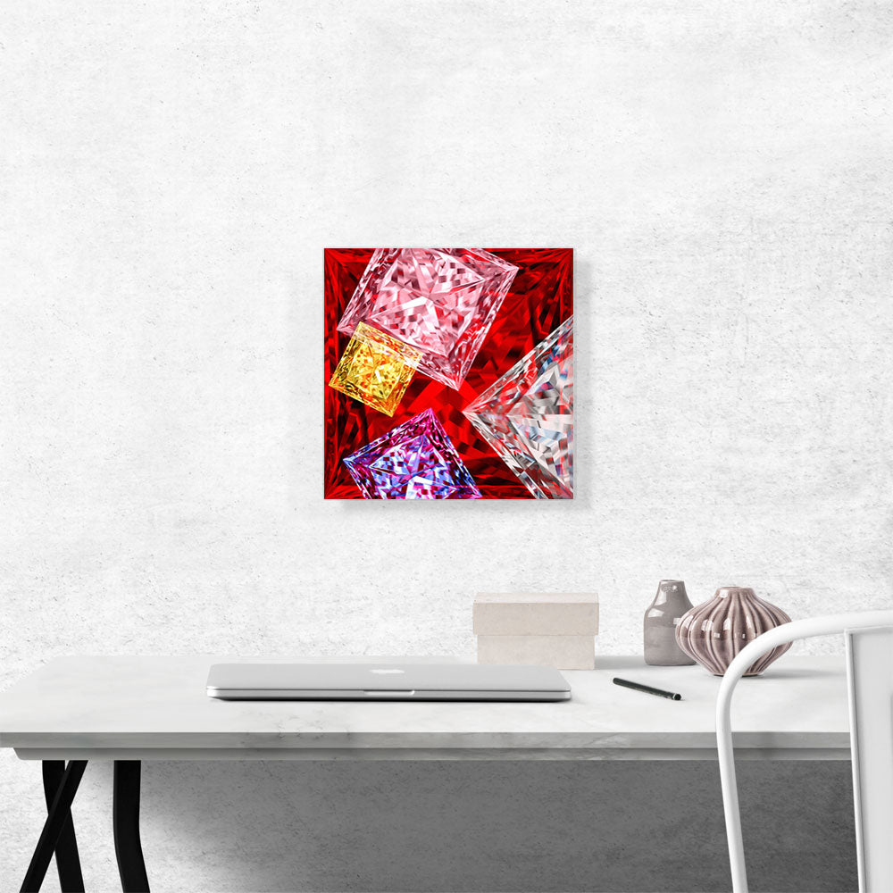 Red White Pink Yellow Princess Cut Diamond Jewel