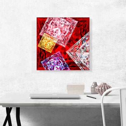 Red White Pink Yellow Princess Cut Diamond Jewel