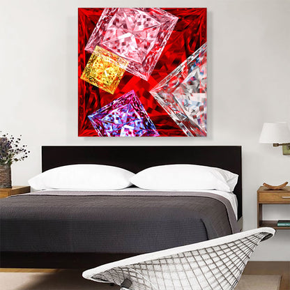 Red White Pink Yellow Princess Cut Diamond Jewel
