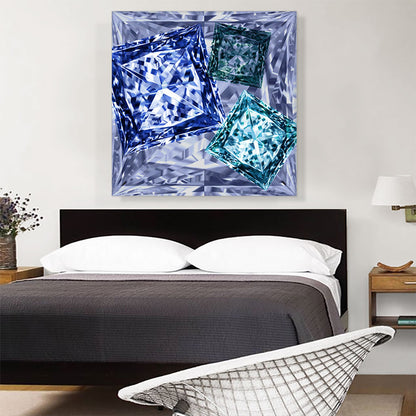 Violet Blue Teal Princess Cut Diamond Jewel