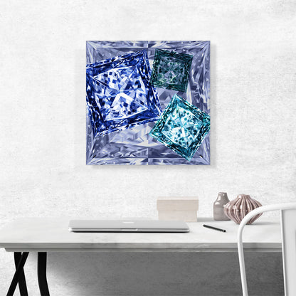 Violet Blue Teal Princess Cut Diamond Jewel