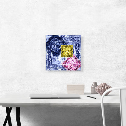 Violet Purple Pink Yellow Princess Cut Diamond Jewel