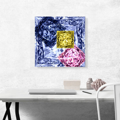 Violet Purple Pink Yellow Princess Cut Diamond Jewel