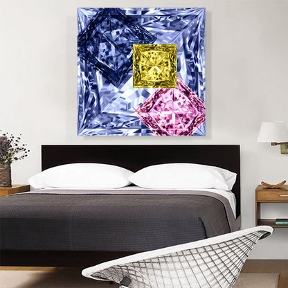 Violet Purple Pink Yellow Princess Cut Diamond Jewel