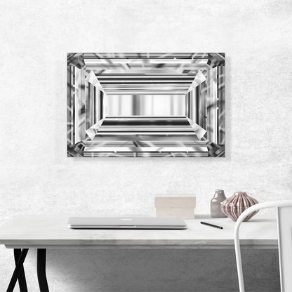 White Gray Emerald Cut Diamond Jewel