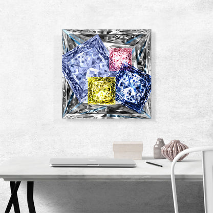 White Gray Purple Yellow Princess Cut Diamond Jewel