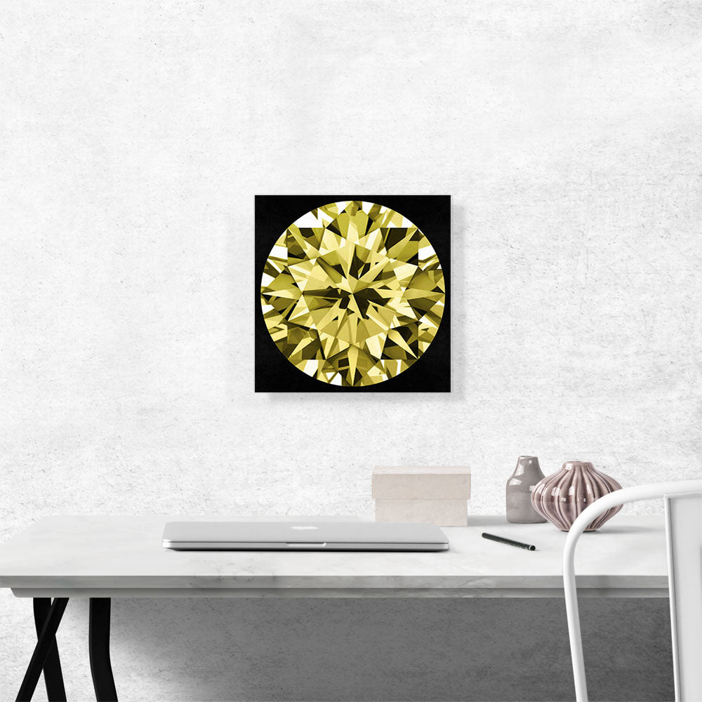 Yellow on Black Round Brilliant Cut Diamond Jewel