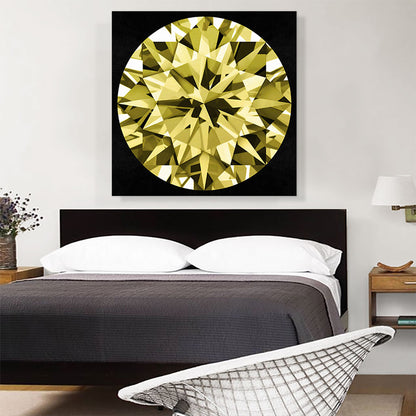 Yellow on Black Round Brilliant Cut Diamond Jewel