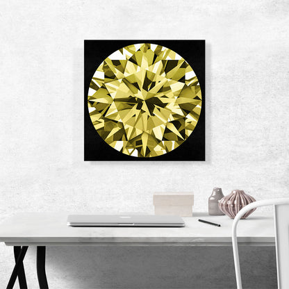 Yellow on Black Round Brilliant Cut Diamond Jewel