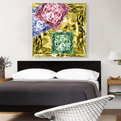 Yellow Pink Green Princess Cut Diamond Jewel