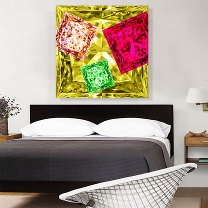 Yellow Pink Lime Green Princess Cut Diamond Jewel
