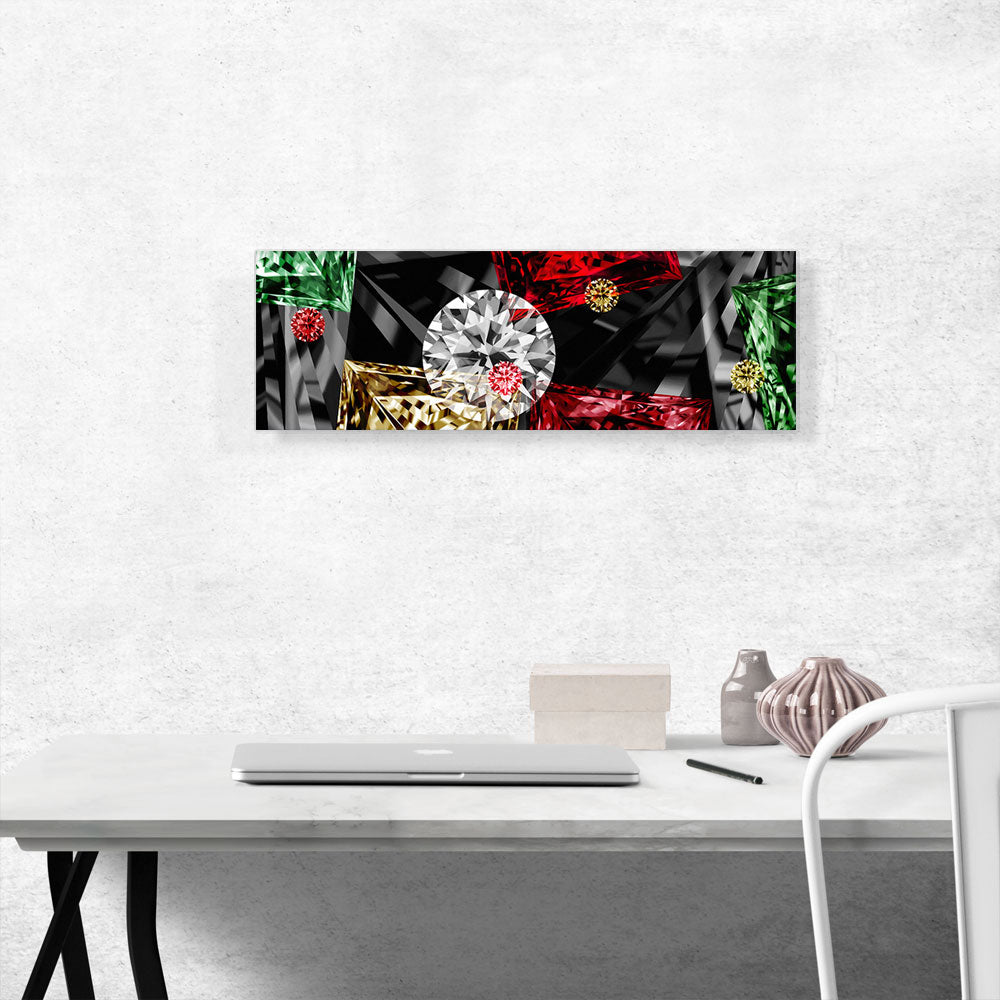 Black White Red Green Princess Cut Diamond Jewel