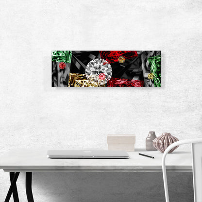 Black White Red Green Princess Cut Diamond Jewel