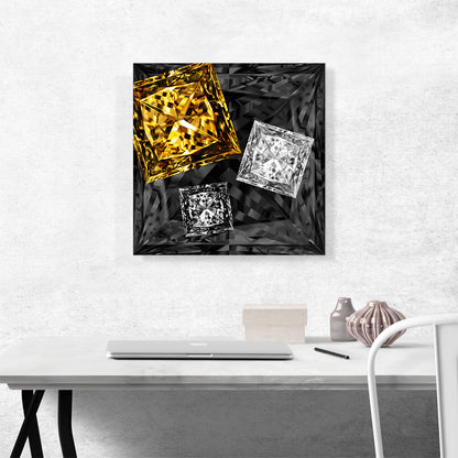 Black Yellow White Princess Cut Diamond Jewel