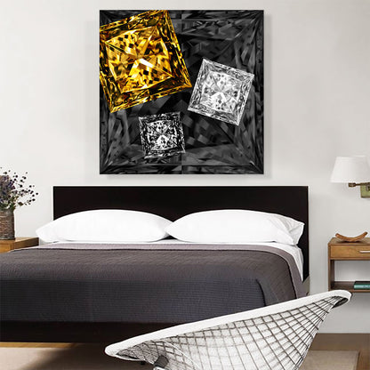 Black Yellow White Princess Cut Diamond Jewel