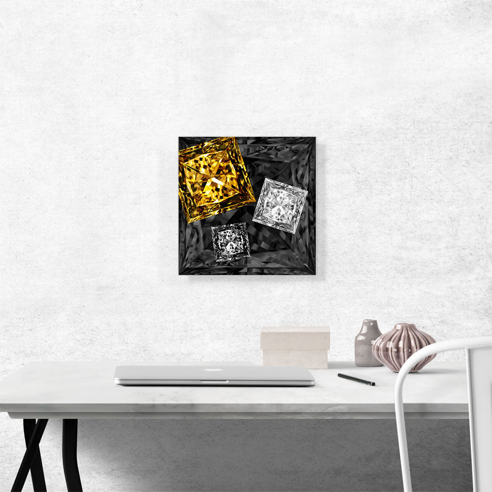 Black Yellow White Princess Cut Diamond Jewel