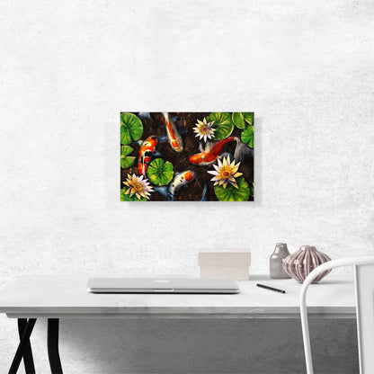 Koi Carp Fish Asia Pond Water Lilies