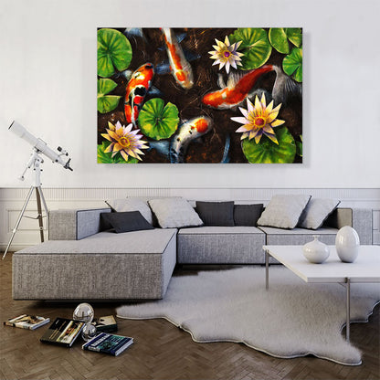 Koi Carp Fish Asia Pond Water Lilies