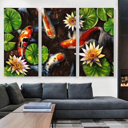 Koi Carp Fish Asia Pond Water Lilies