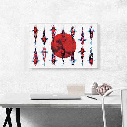Red Orange Koi Carp Fish Japan Flag