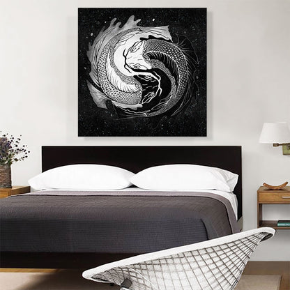 Ying Yang Koi Carp Fish Black White