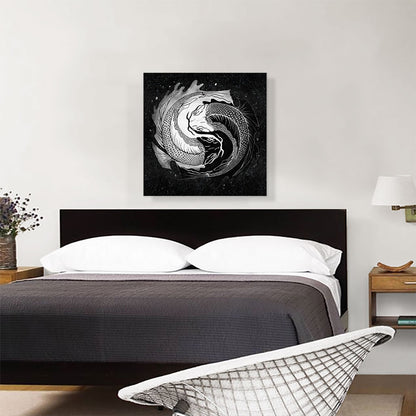 Ying Yang Koi Carp Fish Black White