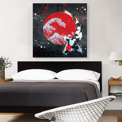 Ying Yang Koi Carp Fish Japan Flag Kohaku