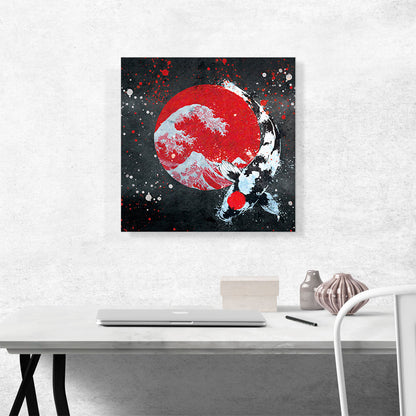 Ying Yang Koi Carp Fish Japan Flag Kohaku