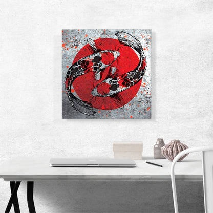 Ying Yang Koi Carp Fish Japan Flag