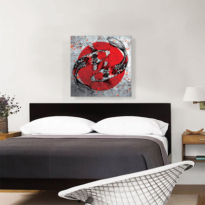 Ying Yang Koi Carp Fish Japan Flag