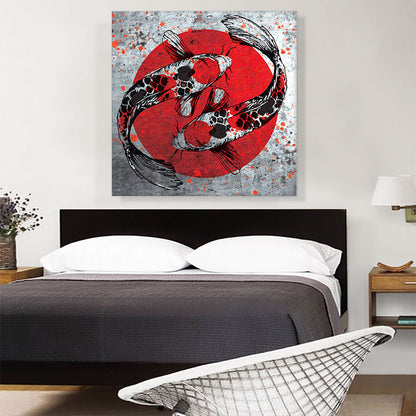 Ying Yang Koi Carp Fish Japan Flag