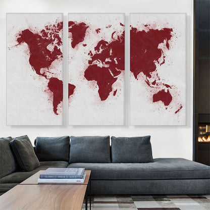 Maroon White World Map Globe