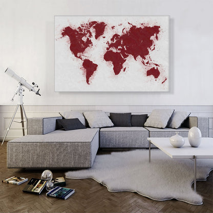 Maroon White World Map Globe