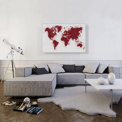 Maroon White World Map Globe