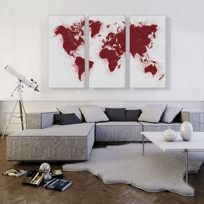 Maroon White World Map Globe