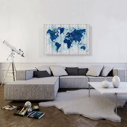 Navy Blue Gray World Map