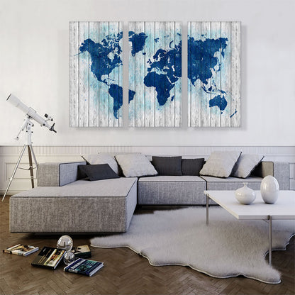 Navy Blue Gray World Map