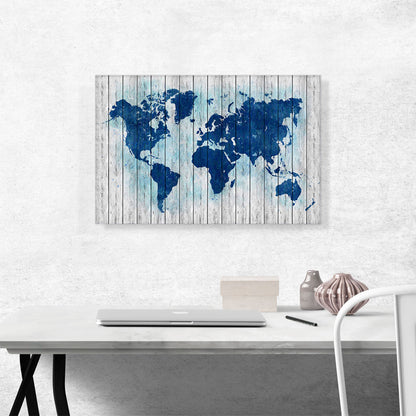 Navy Blue Gray World Map