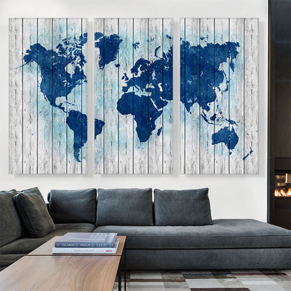 Navy Blue Gray World Map