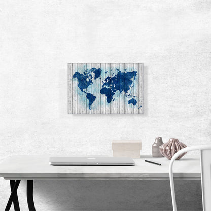 Navy Blue Gray World Map