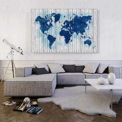 Navy Blue Gray World Map