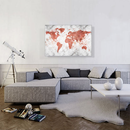 Coral White World Map Globe