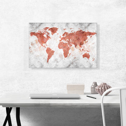 Coral White World Map Globe