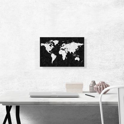 Printed White Black Marble World Map