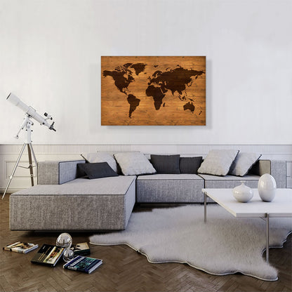 Rustic World Map Globe Dark Light Brown