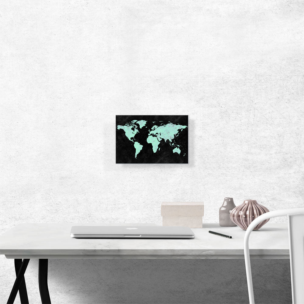 Teal Black World Map