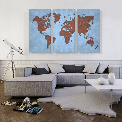 Baby Blue Brown World Map Globe