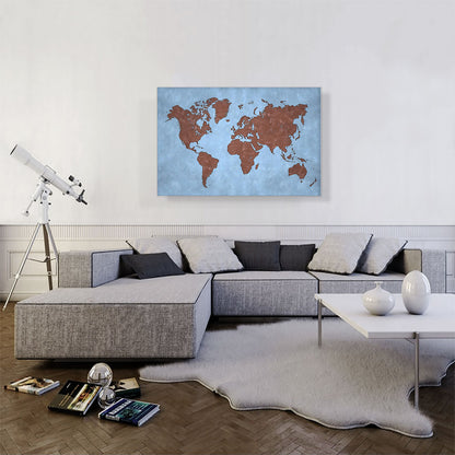 Baby Blue Brown World Map Globe